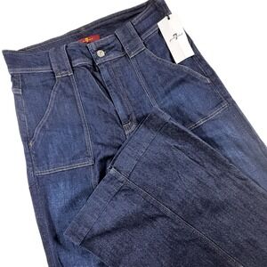 7 For All Mankind Palazzo Denim Jeans Womens 31 Open Slit Boho Bell Bottom